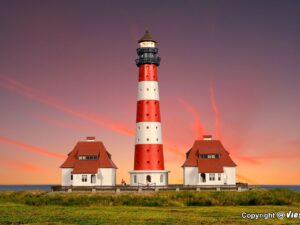 Kibri bouwpakket 37300 vuurtoren westerheversand met 2 bij gebouwen incl. verlichting N