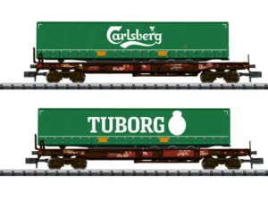 MINITRIX 18718 TASCHENWAGENSET SDGMNS 33 TUBORG CARLSBERG SPOOR N  NIEUW