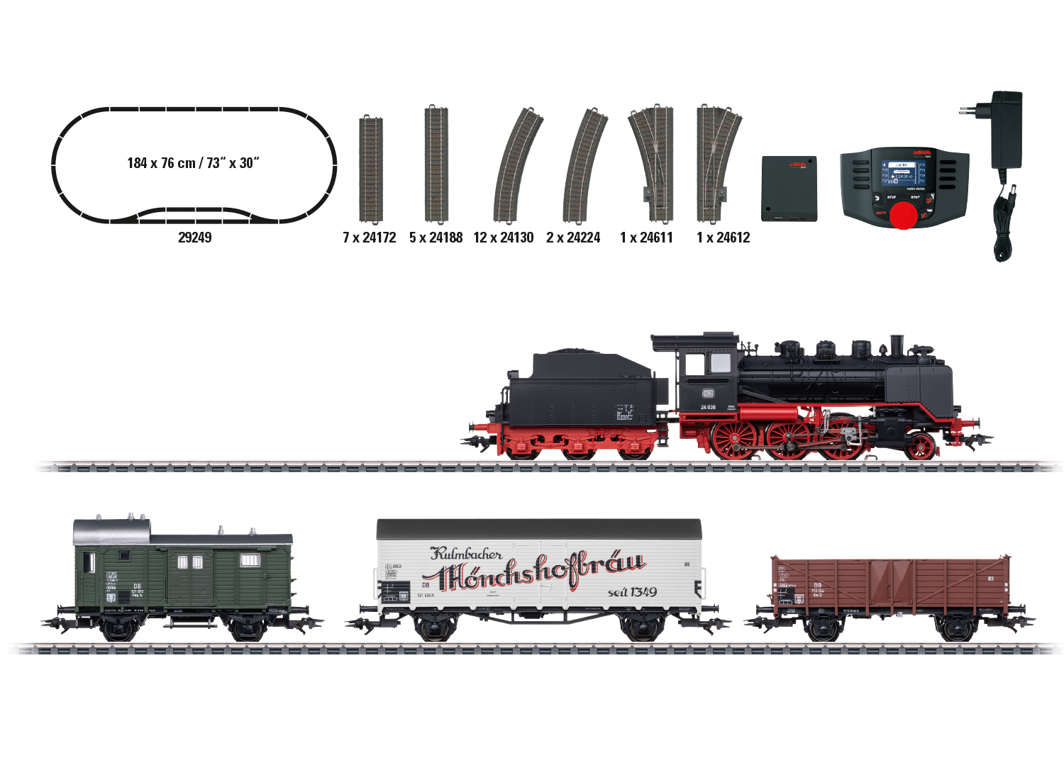 marklin 29249 digitale startset H0 c rails en digitale BR 24 H0 nieuw