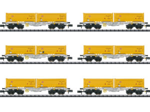 Minitrix 15075 Type Sgmmns 190 Platte wagen Containerset - Schaal 1:160 / N Nieuw