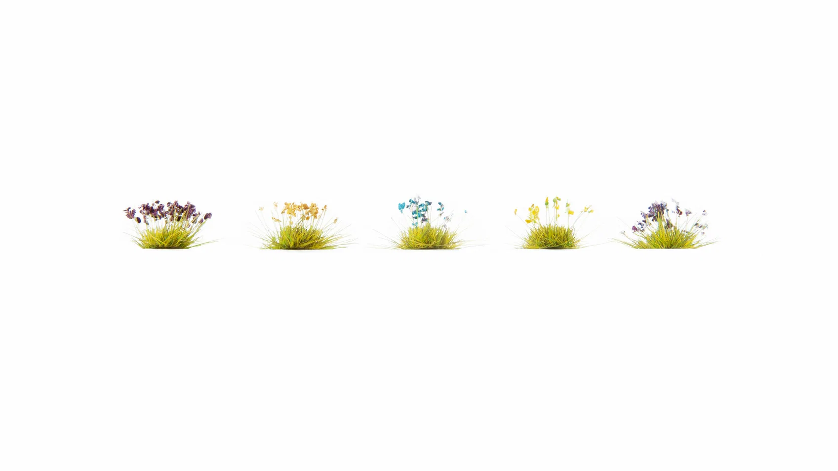 Noch 06805 Bloemen, 250 stuk Groen/Geel, Blauw/Wit, Heide, Koren en Lavendel
