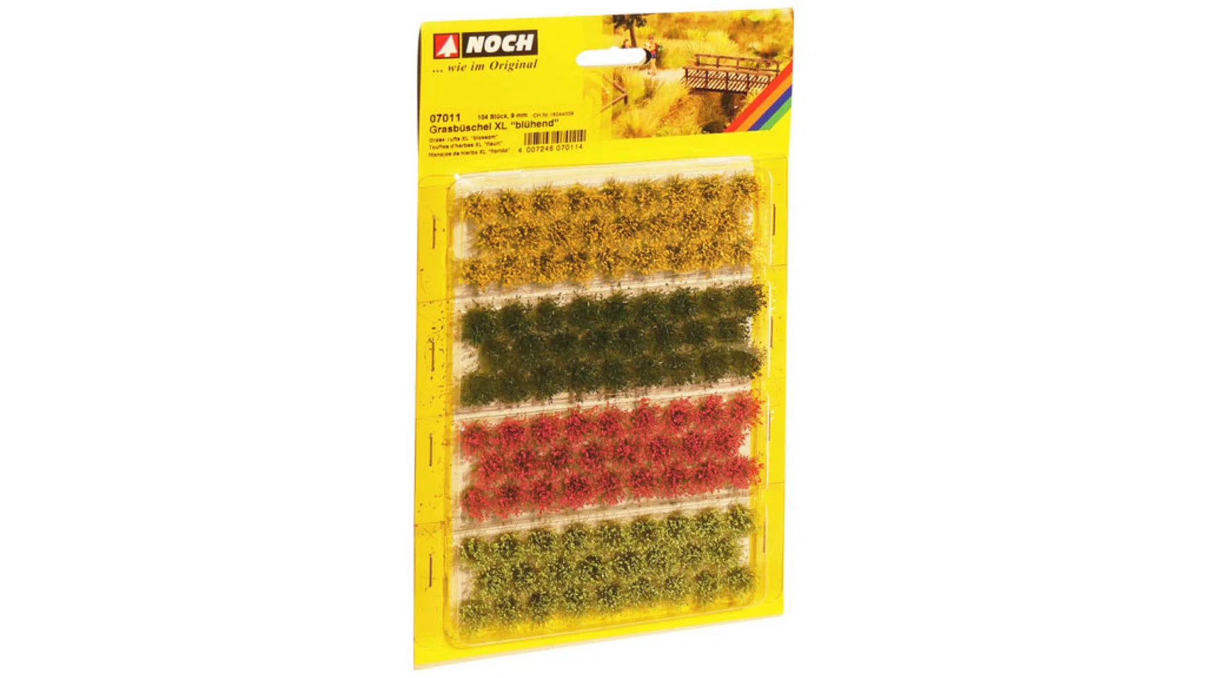 Noch 07011 Graspollen XL Bloeiend Rood, Geel, Licht en Donkergroen, 104 stuks van 9 mm